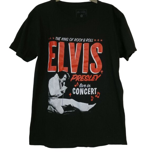 Elvis‎ Presley Live in Concert Black Graphic T-shirt Size M Rock Tee - Picture 1 of 6